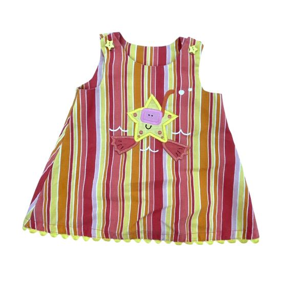 Girls Vintage Austin and Ashley Striped Embroidered Dress Size 2T - Picture 1 of 5